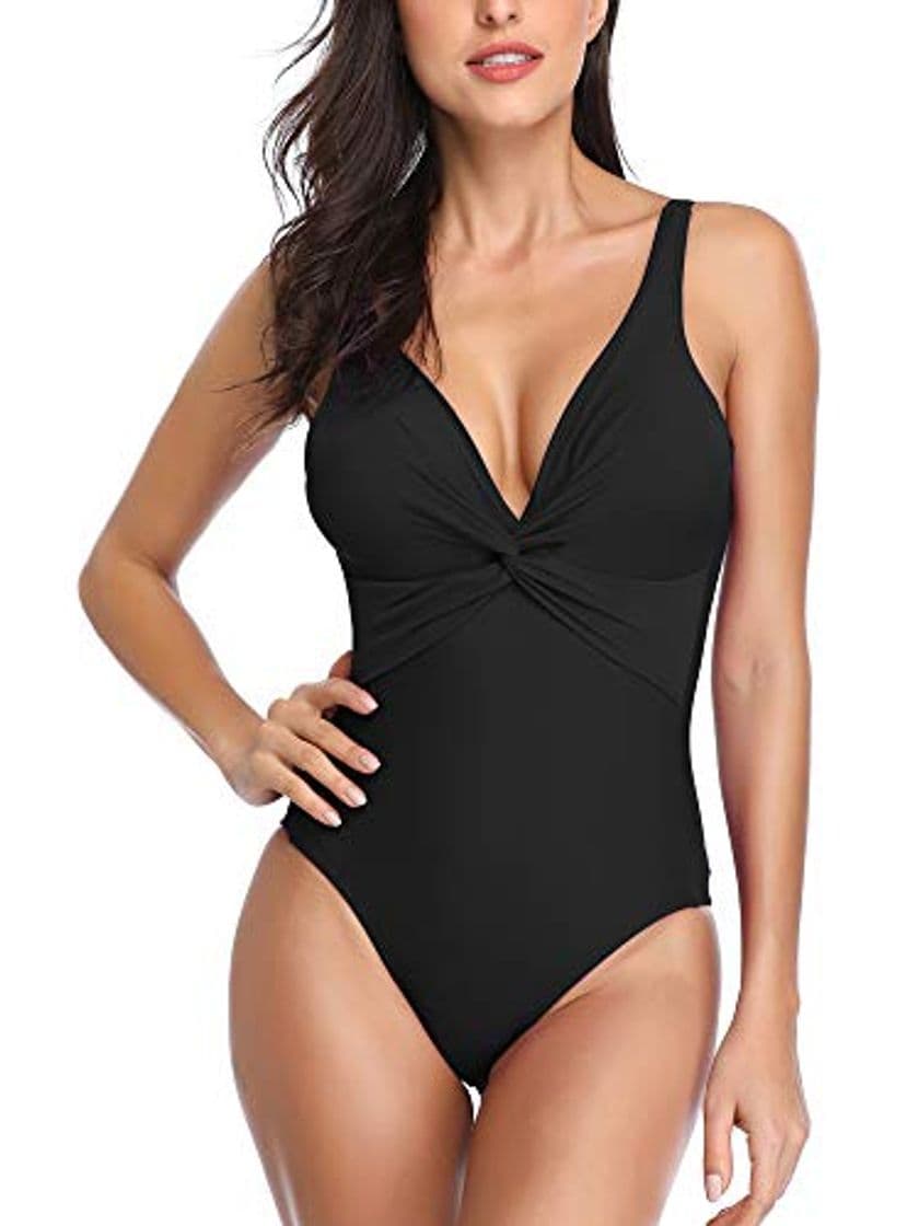 Moda Summer Mae Traje de baño de Una Pieza Elegante Push up Cuello Halter para Mujer XXL