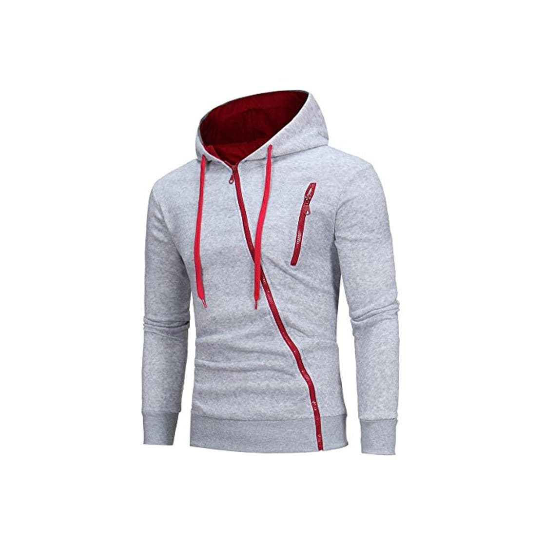 Fashion riou Sudadera con Capucha de Cremallera de Manga Larga Slim Fit para Hombre con Blusa Outwear de Bolsillo Chaqueta Irregular de la Personalidad