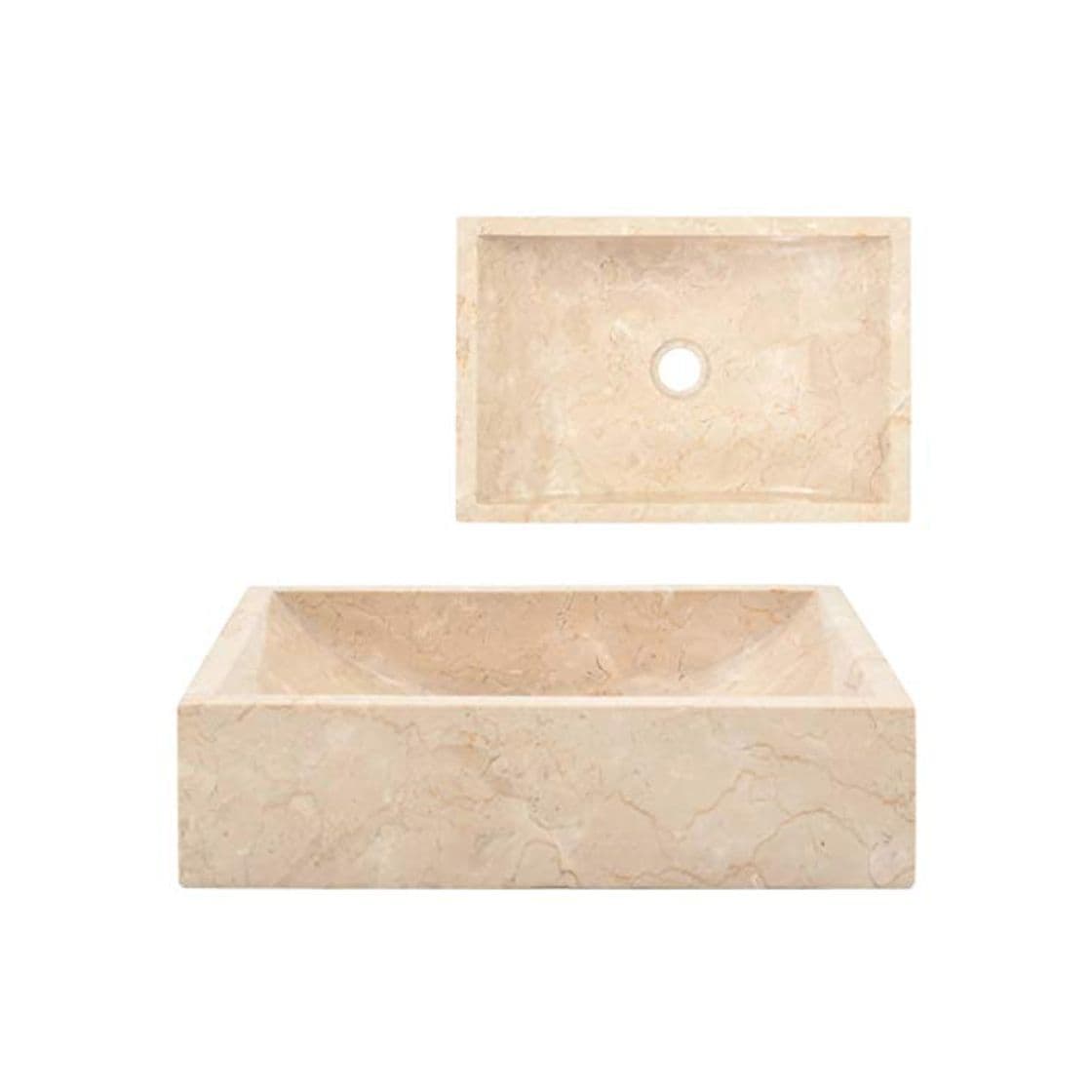 Product vidaXL Lavabo Sanitario Baño Servicio Casa Fregadero Piezas de Fontanería Bricolaje Instalación Decoración Aseos Grifería 45x30x12 cm Mármol Crema Piedra Natural