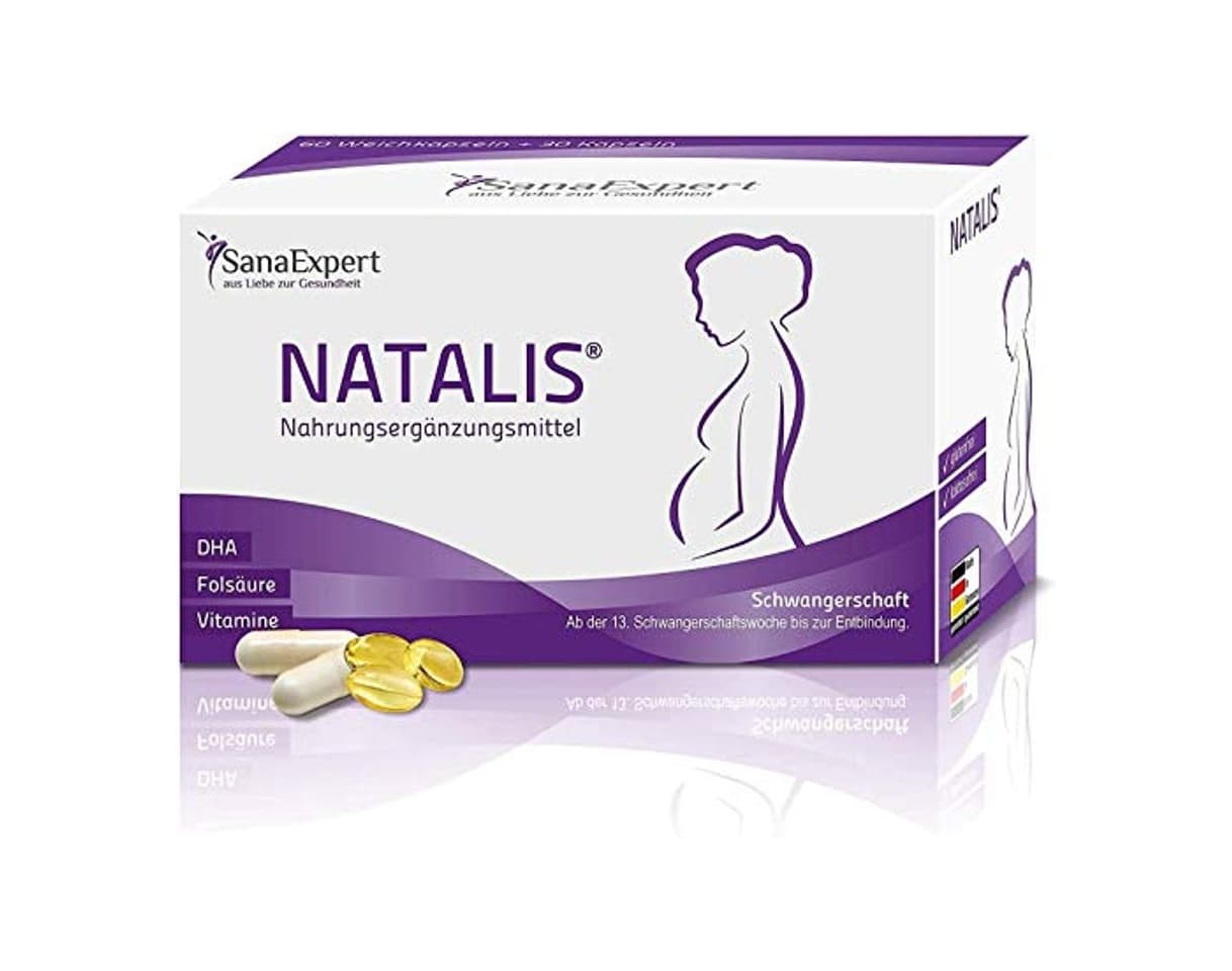 Producto SanaExpert Natalis, Suplemento Nutricional Para Mujeres Embarazadas con Ácido Fólico, Hierro, DHA,