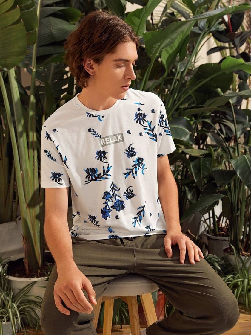 Fashion Top con estampado floral para hombre