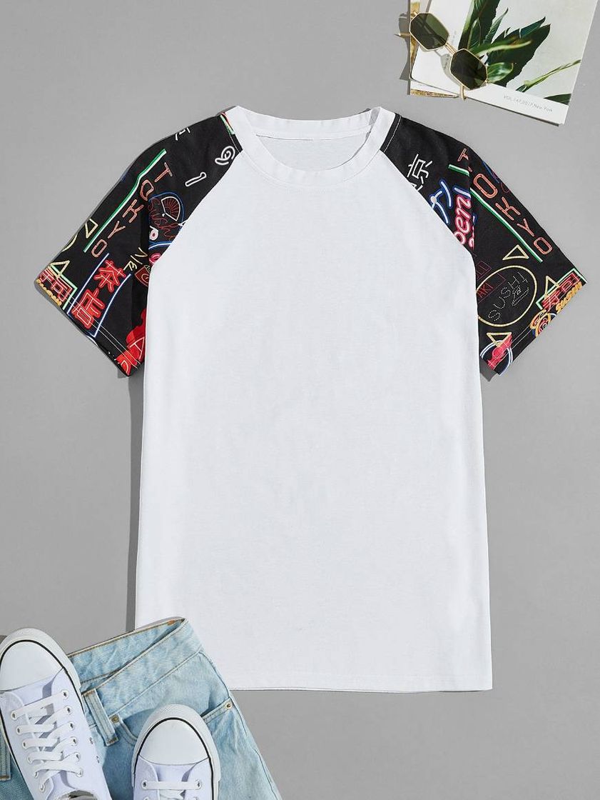 Fashion Tops de hombres Letras Blanco Preepy