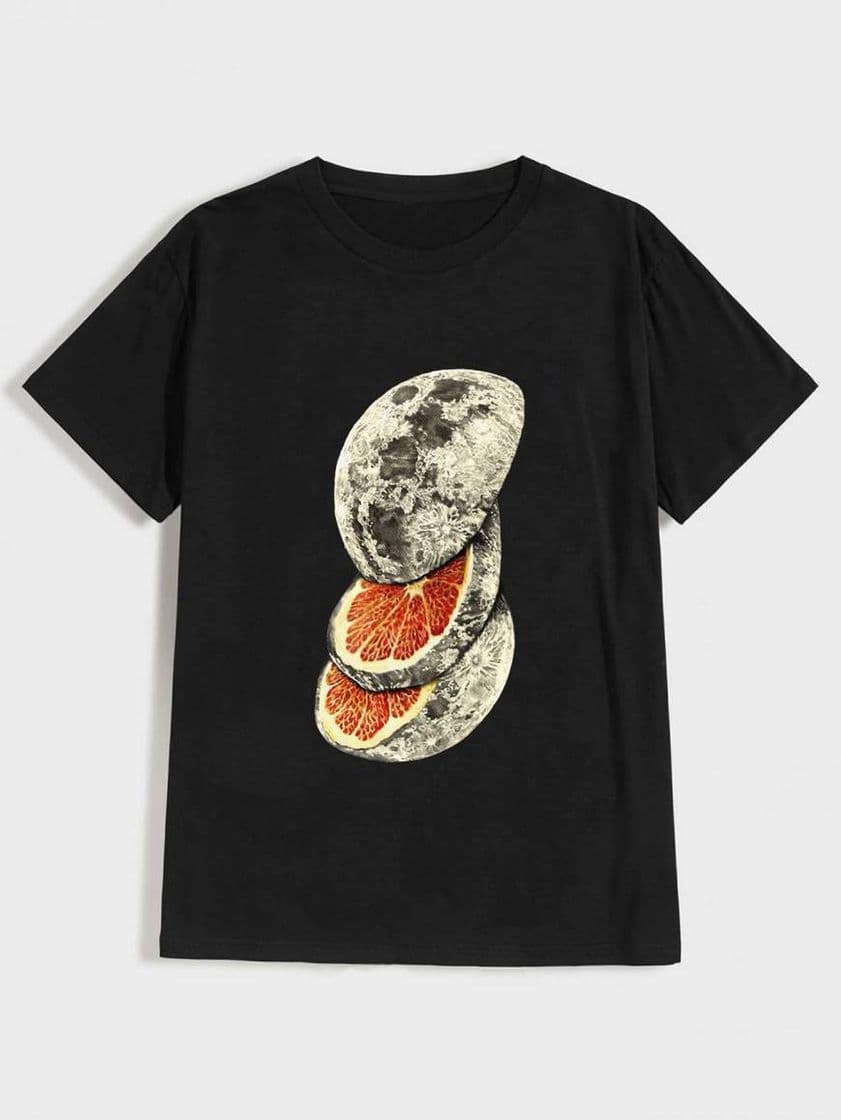 Fashion Camiseta para hombre estampado de luna frutal