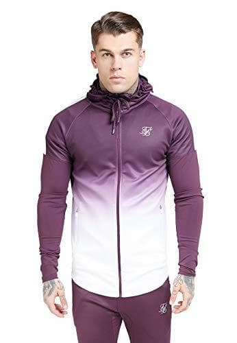 Product Sik Silk ﻿ Athlete Hybrid Zip Through Hoodie – Rich Burgundy Fade