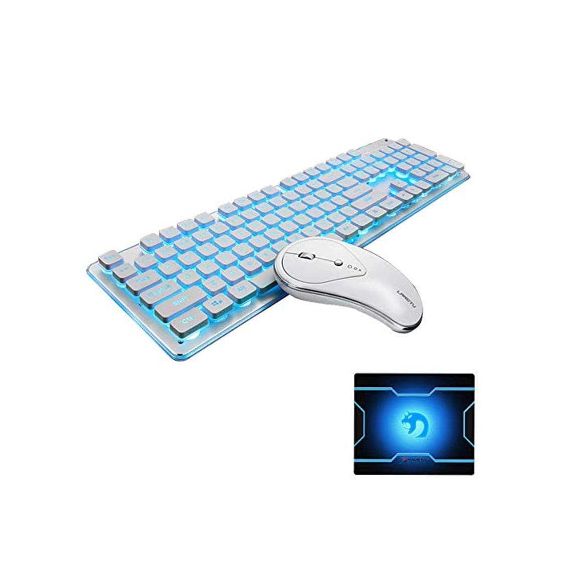 Producto UrChoiceLtd Combo de teclado y ratón inalámbricos recargables Resistente al agua 2.4GHz