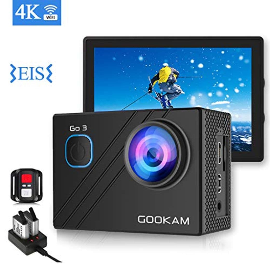 Product GOOKAM Cámara Deportiva 4K 20MP WiFi 170 Amplio ángulo de Visión con