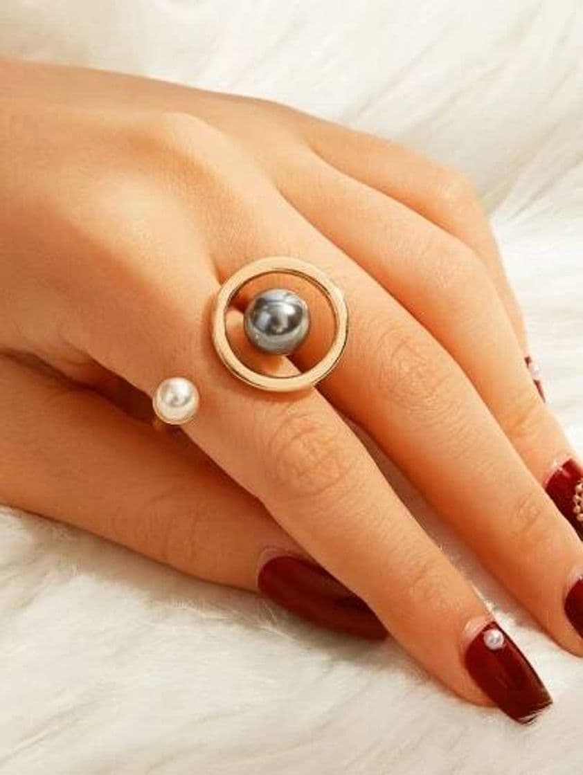 Moda Anillo Cortado con Diseño de Perla 