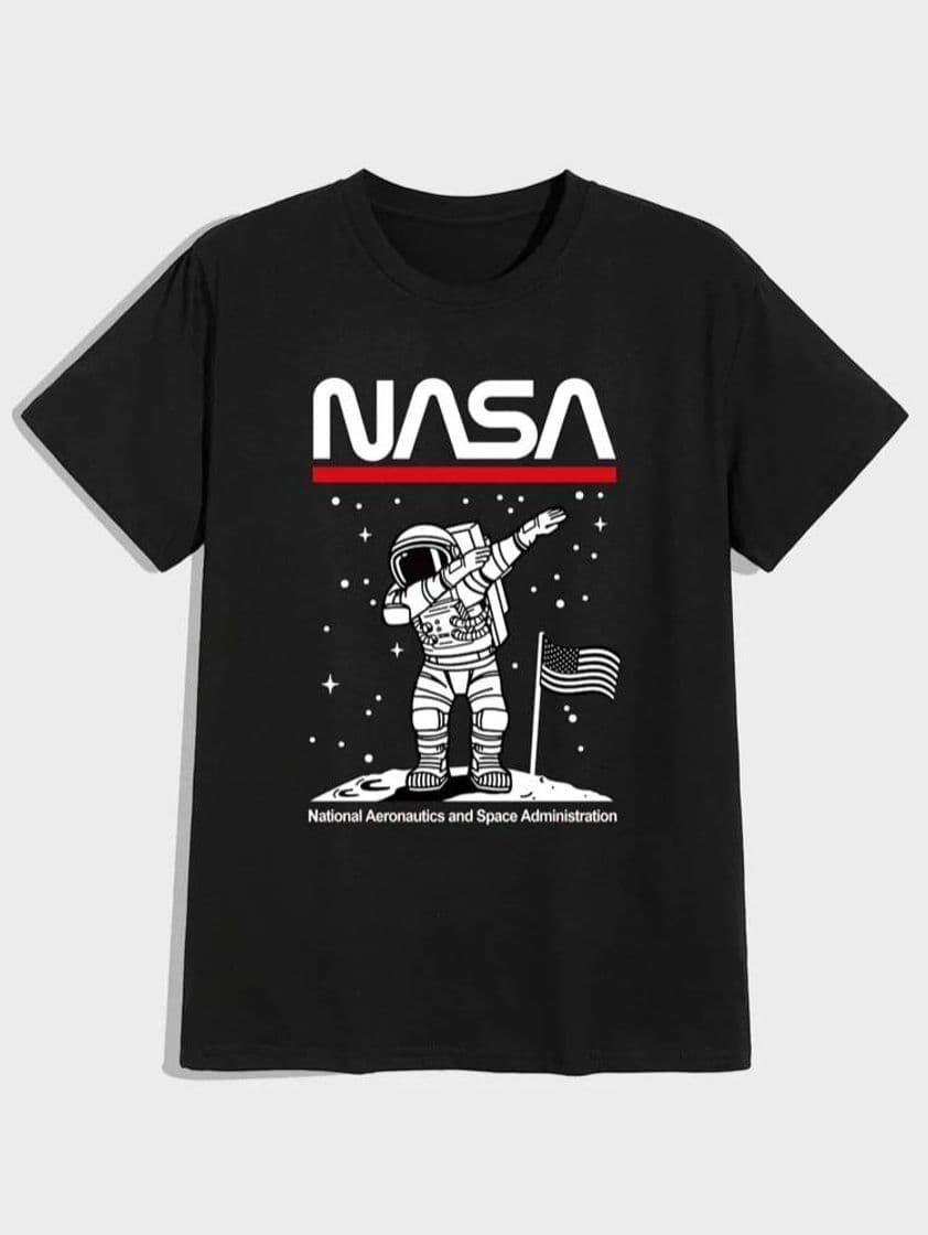 Fashion Camiseta con Estampado de Letra y Astronauta 