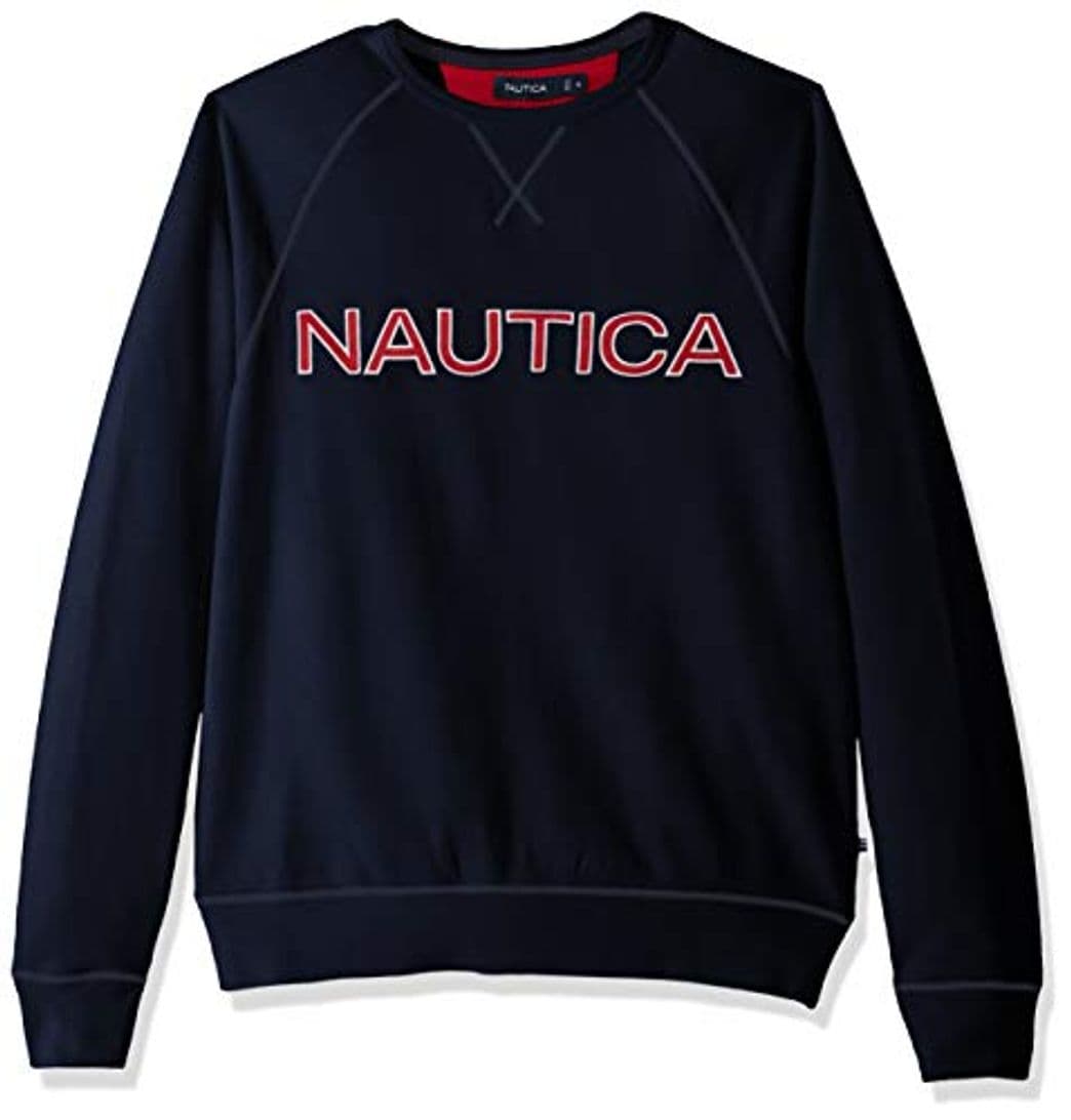 Fashion Nautica Fleece Graphic Crew Sudadera, Azul