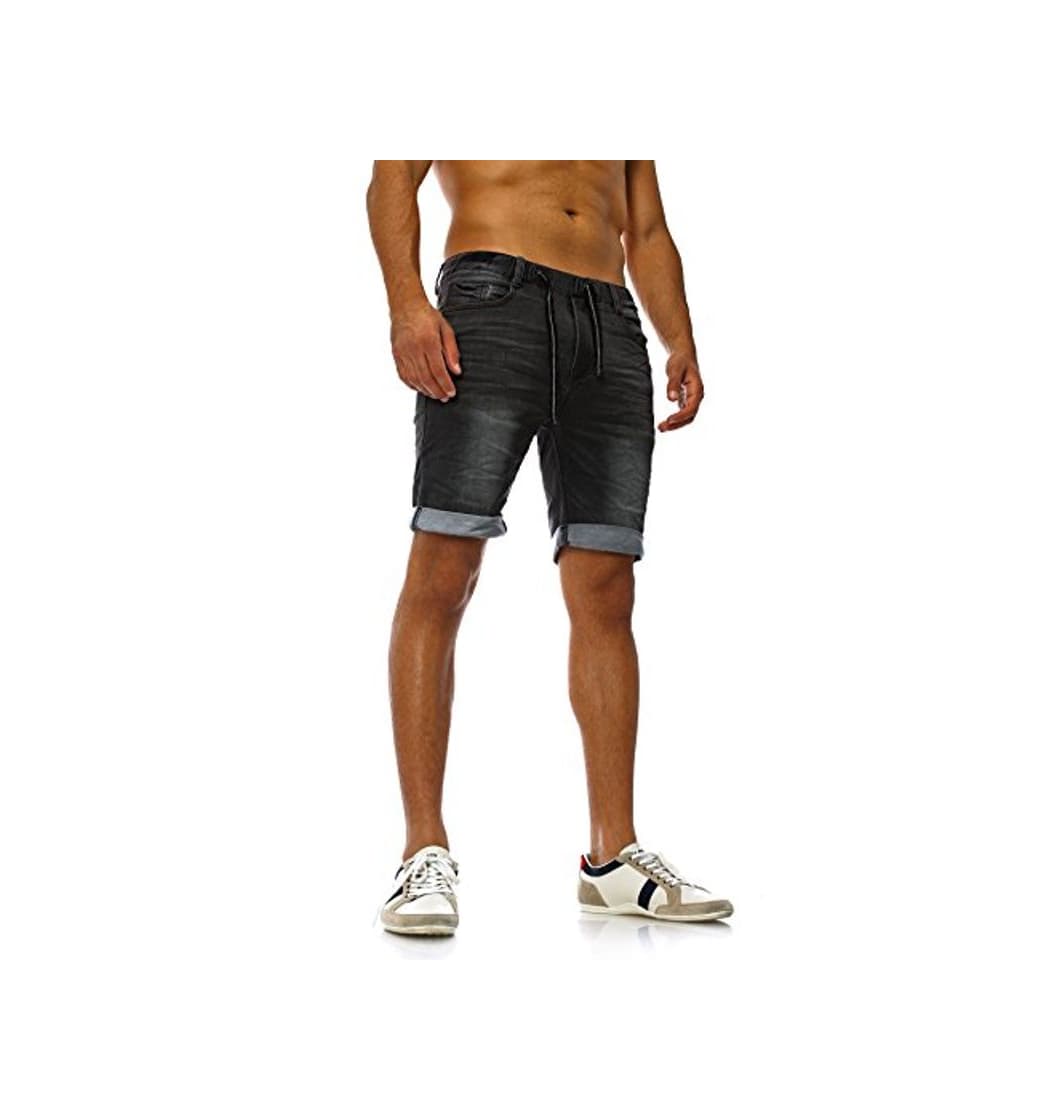 Fashion Sudadera Jeans Denim Jogger Shorts Verano Pantalón Corto Sublevel 98-86 azul oscuro