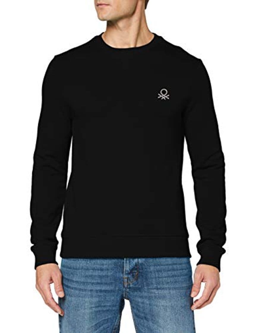 Fashion United Colors of Benetton Felpa Girocollo Sudadera, Negro