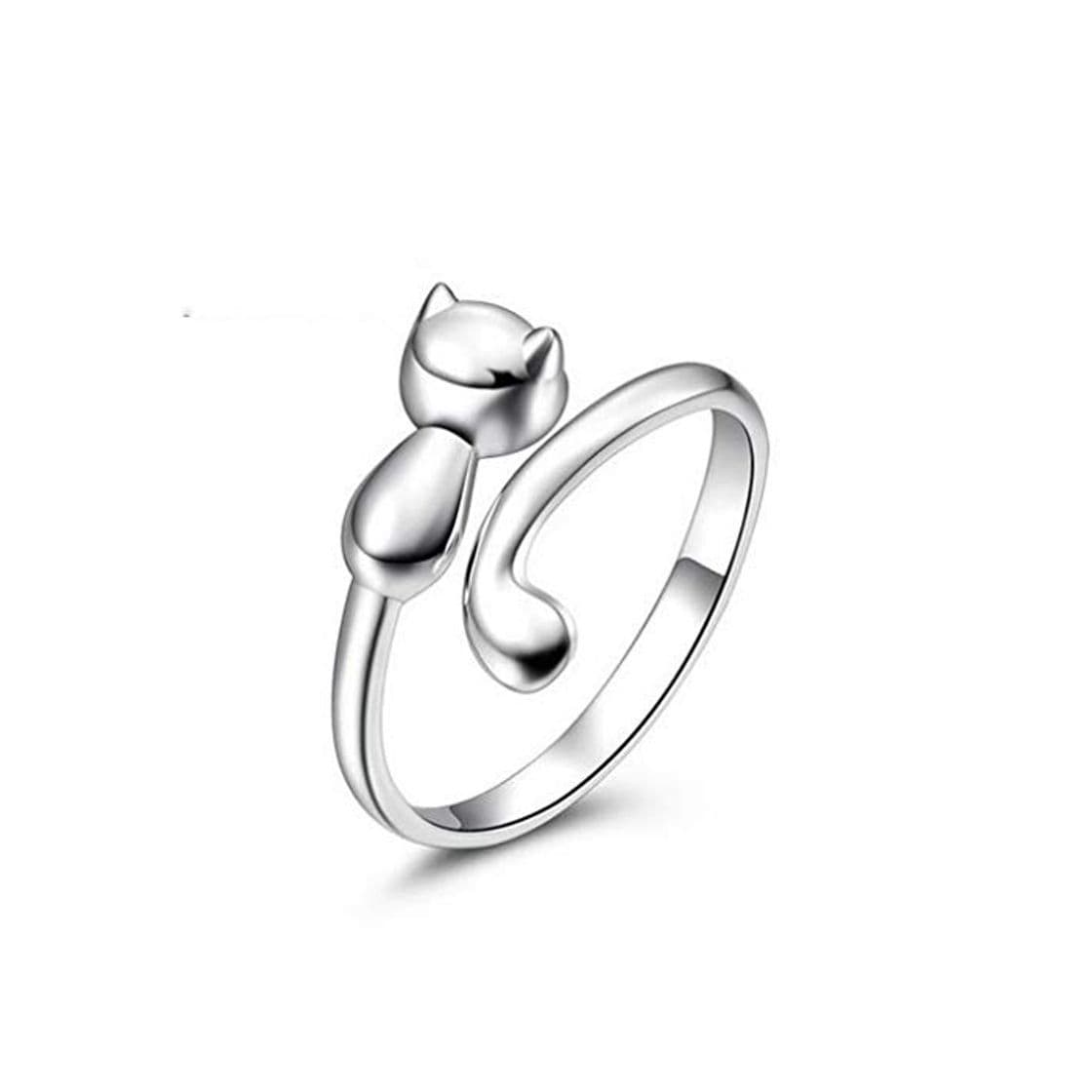 Product Chereda Anillo de Compromiso para Mujer de Plata con diseño de Gato pequeño