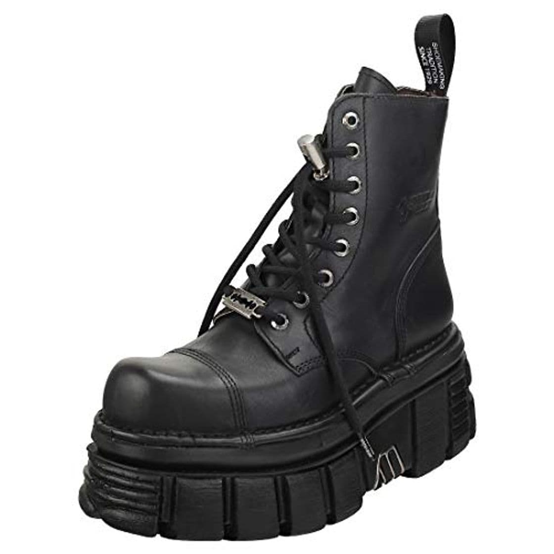 Fashion New Rock Mujer New Mili Cuero Black Botas 39 EU