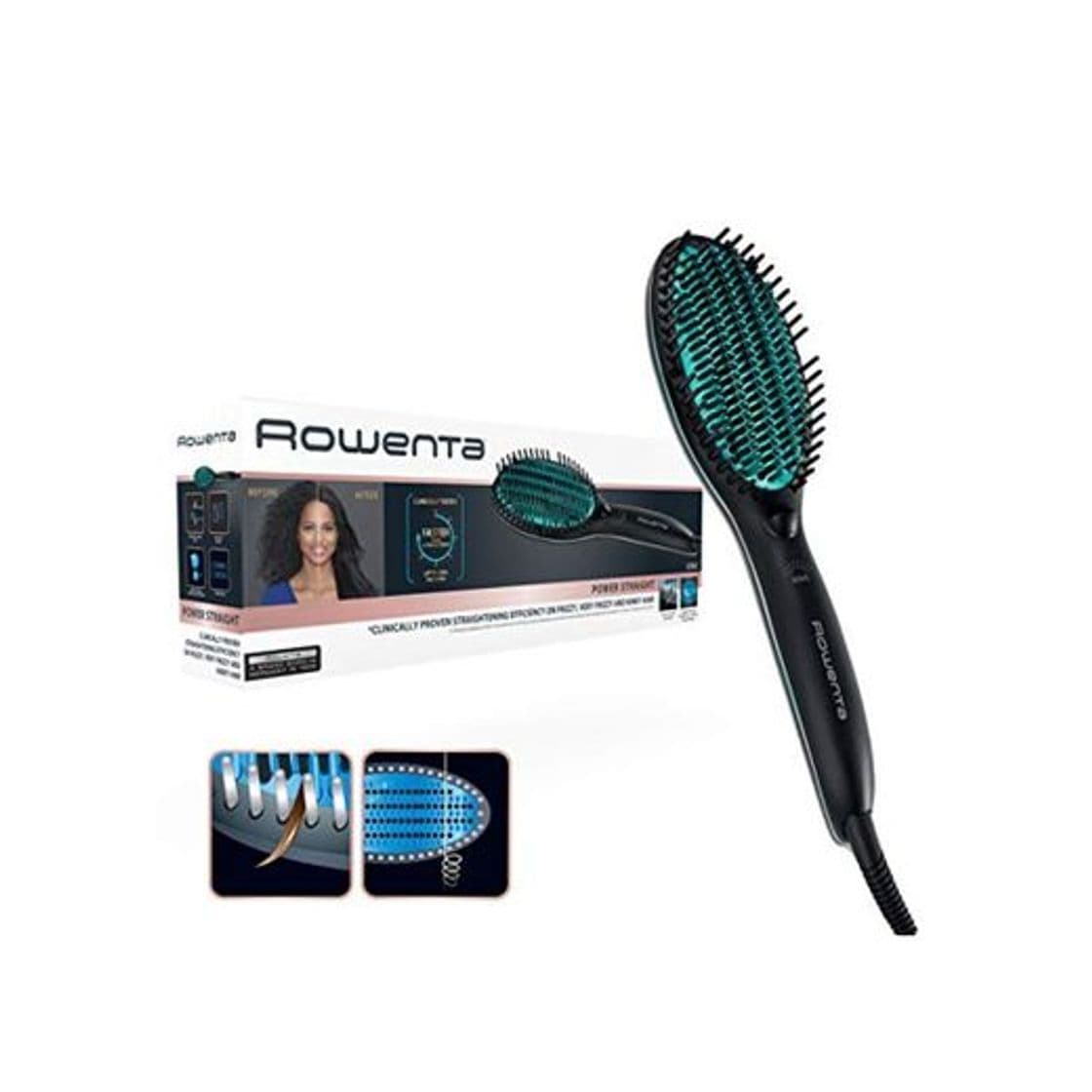 Beauty Rowenta Cepillo alisador Power Straight CF5820F0 - Cepillo especial para cabello muy