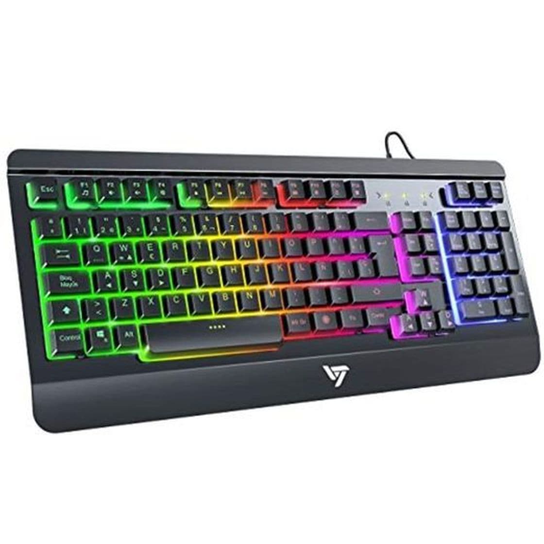 Electrónica VicTsing Teclado Gaming Español USB, LED Rainbow Retroiluminación y Panel Completamente Metálico,