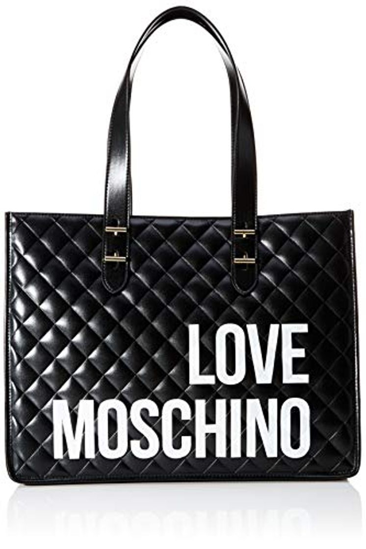 Lugar Love Moschino Borsa Quilted Nappa PU, Bolso tipo tote para Mujer, Negro