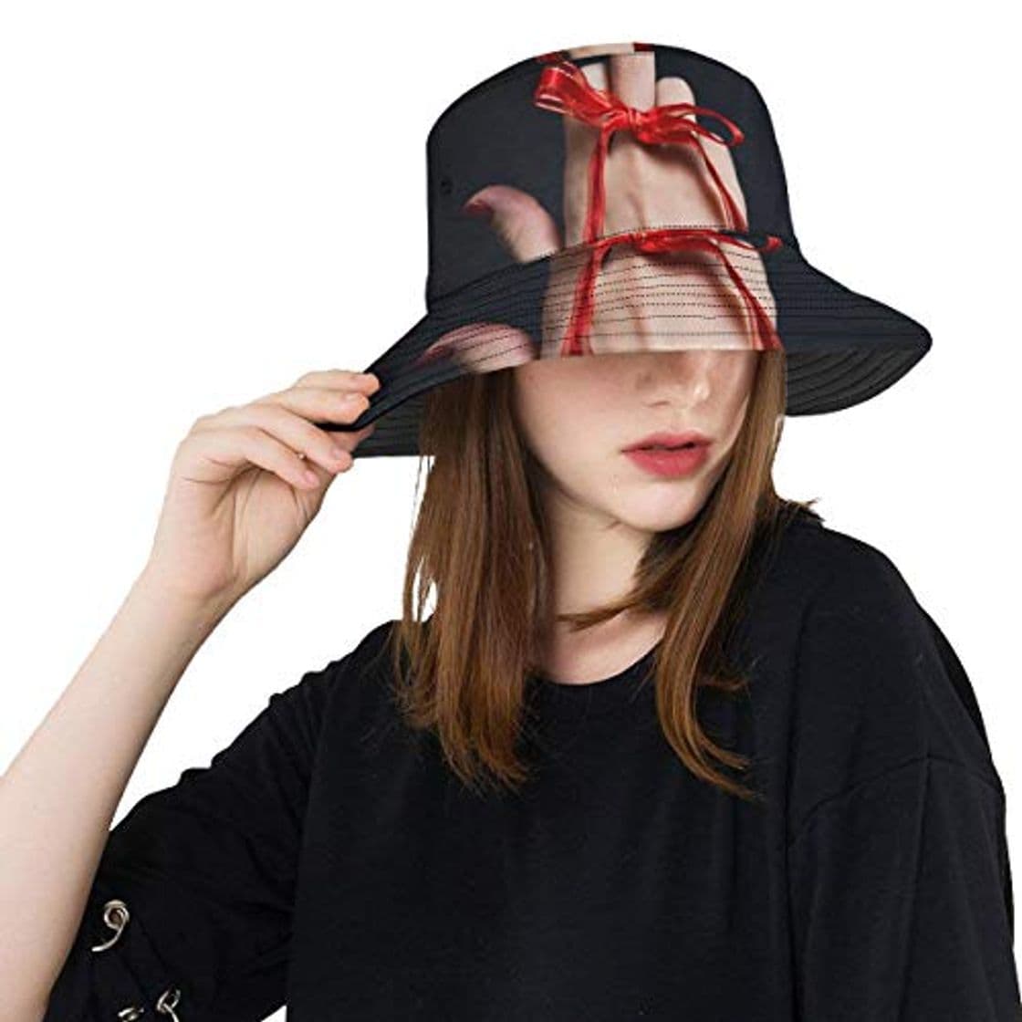 Moda Cool Hats Girls Fuck You Sign como un Regalo a Mano Aislado en Verano Negro Unisex Fishing Sun Top Bucket Sombreros para Adolescentes Mujeres Fisherman Cap Deporte al Aire Libre Fancy Beach Hat