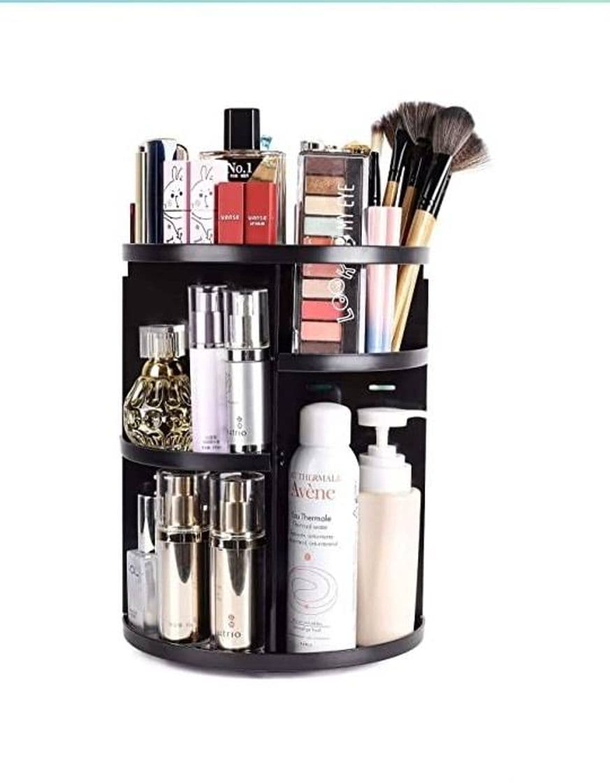 Fashion Organizador de maquillaje rotativo eloki  360, negro 