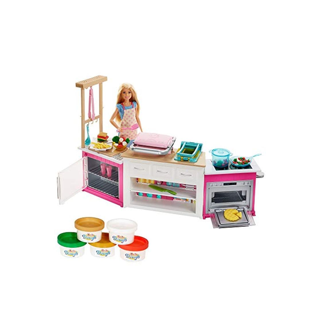 Producto Barbie-FRH73 Barbie Quiero Ser Superchef, Muñeca Rubia con Cocina y Accesorios, multicolor