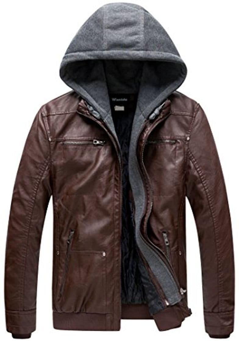 Fashion Wantdo Chaqueta de Cuero Aviador para Hombre Marrón Medium