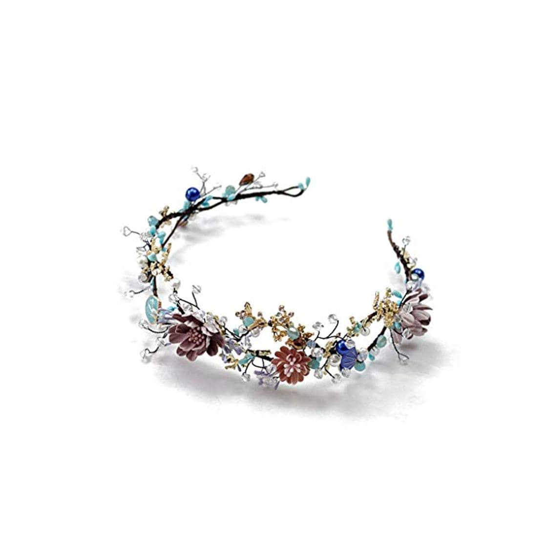 Moda Corona de flores Novia Tiara Accesorios para el Cabello Correa Hecha a Mano con Cuentas de niña Corona &Guirnalda de Flores