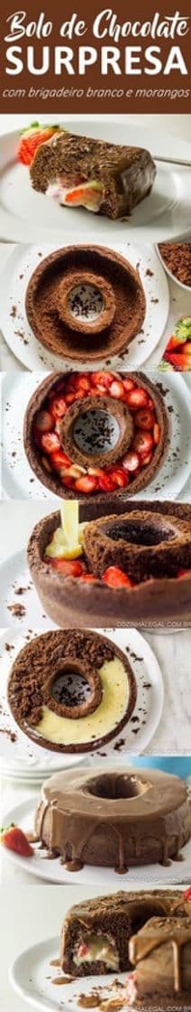 Fashion BOLO DE CHOCOLATE SURPRESA COM MORANGO 🍓 