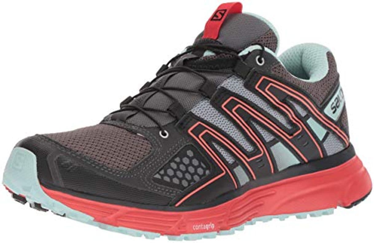 Moda Salomon X-Mission 3 W, Zapatillas de Trail Running para Mujer, Gris/Rojo