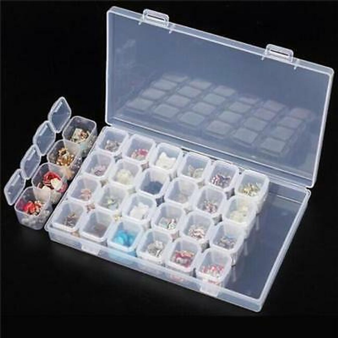 Fashion Nail Decoration Storage Box Acrílico Nail Art Rhinestone Beads Contenedor Case 20 Rejillas Transparente