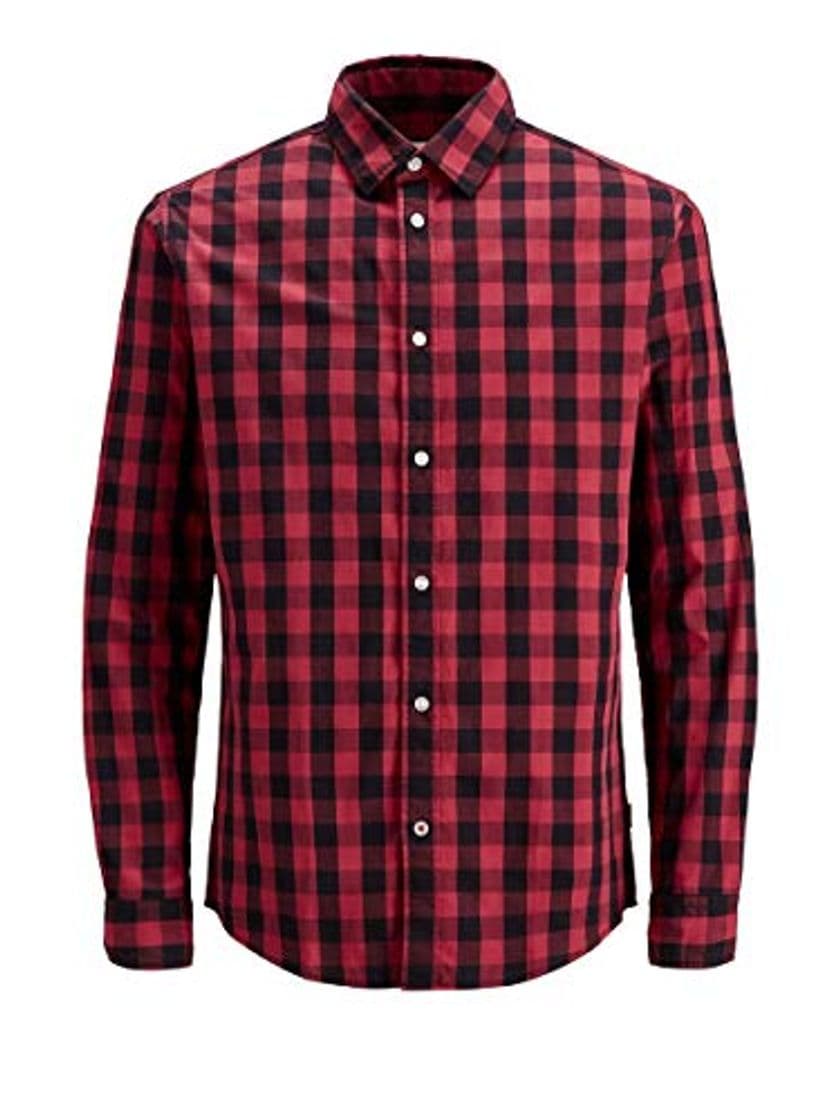 Moda JACK & JONES Jjegingham Shirt L/s Camisa, Multicolor