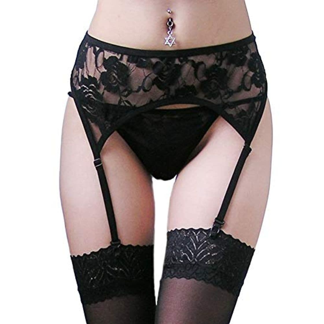 Product [3 Piezas]Clásico Mujeres Ligueros Sexy con Medias Altas y Tanga