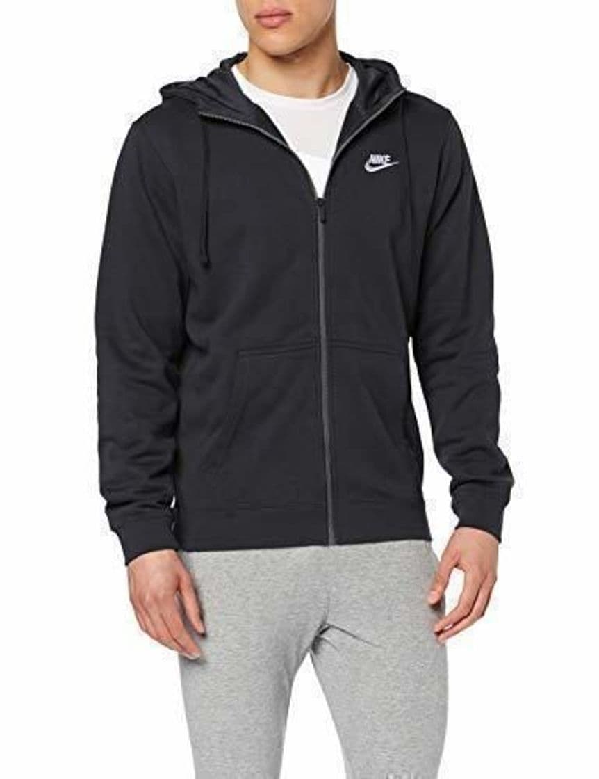 Fitness Nike Club Hoodie Ft Sudadera con Capucha y Cremallera Completa, Hombre, Negro