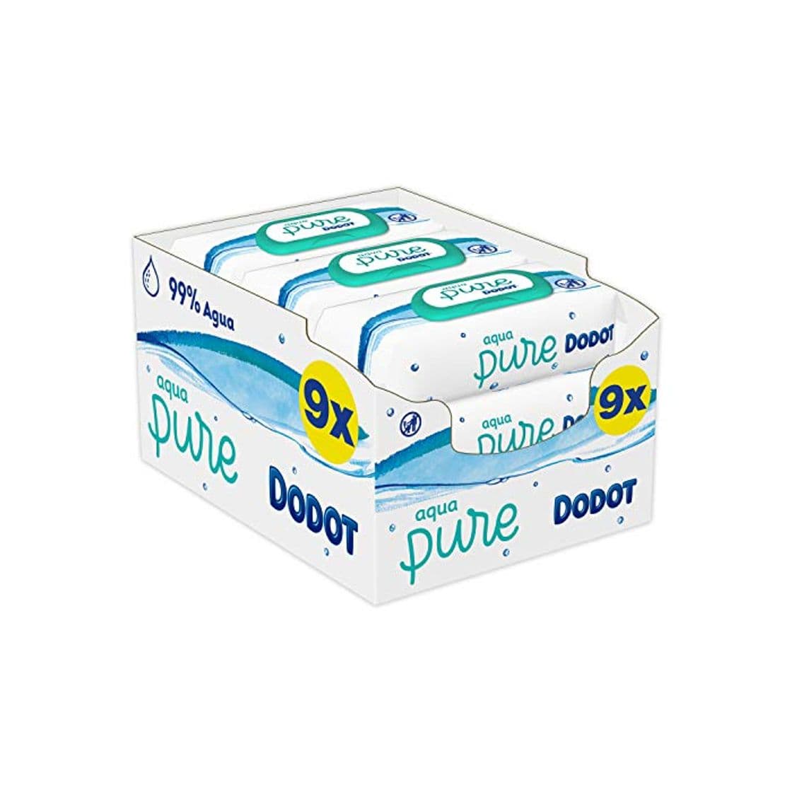 Producto Dodot Aqua Pure Toallitas Bebé con 99% Agua,  9 Paquetes x