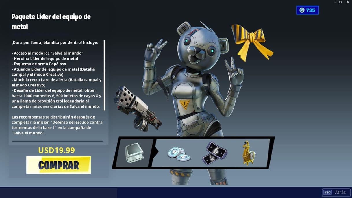 Videojuegos Fortnite: Paquete Líder del equipo metal