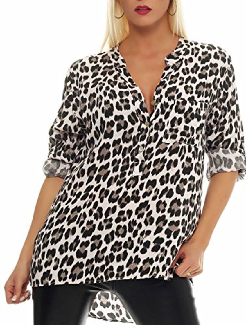 Producto Malito Blusa con Animal-Print Safari 3/4 Túnica Parte Superior Top Obersized 6702