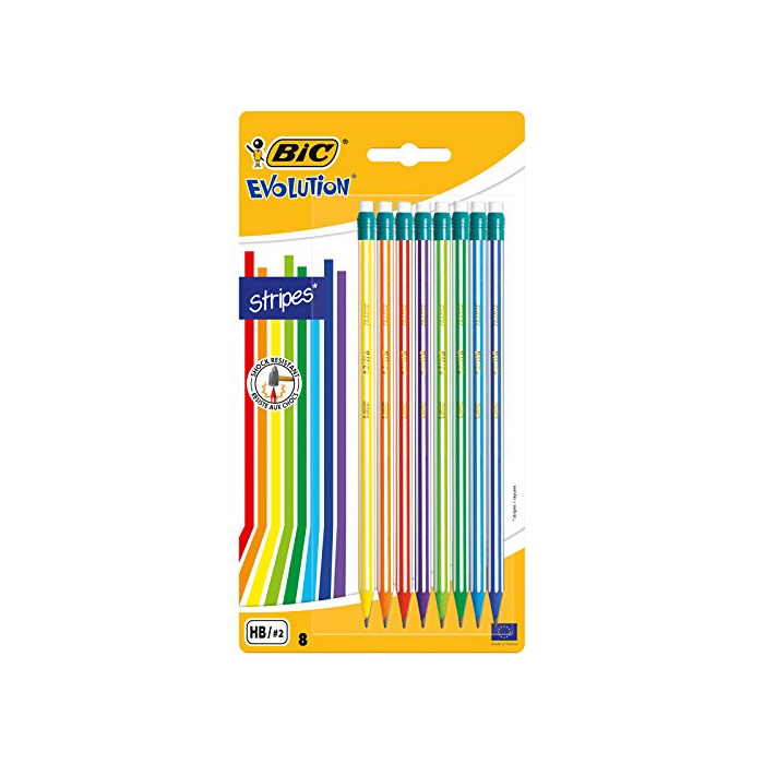 Producto BIC Evolution Stripes Lápices de Grafito HB con Goma – colores Surtidos