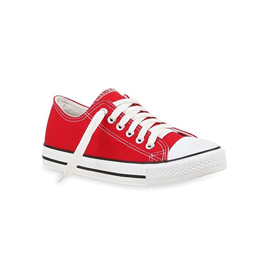 Moda Stiefelparadies Mujer zapas caña Baja 41216 Rojo 42 Flandell