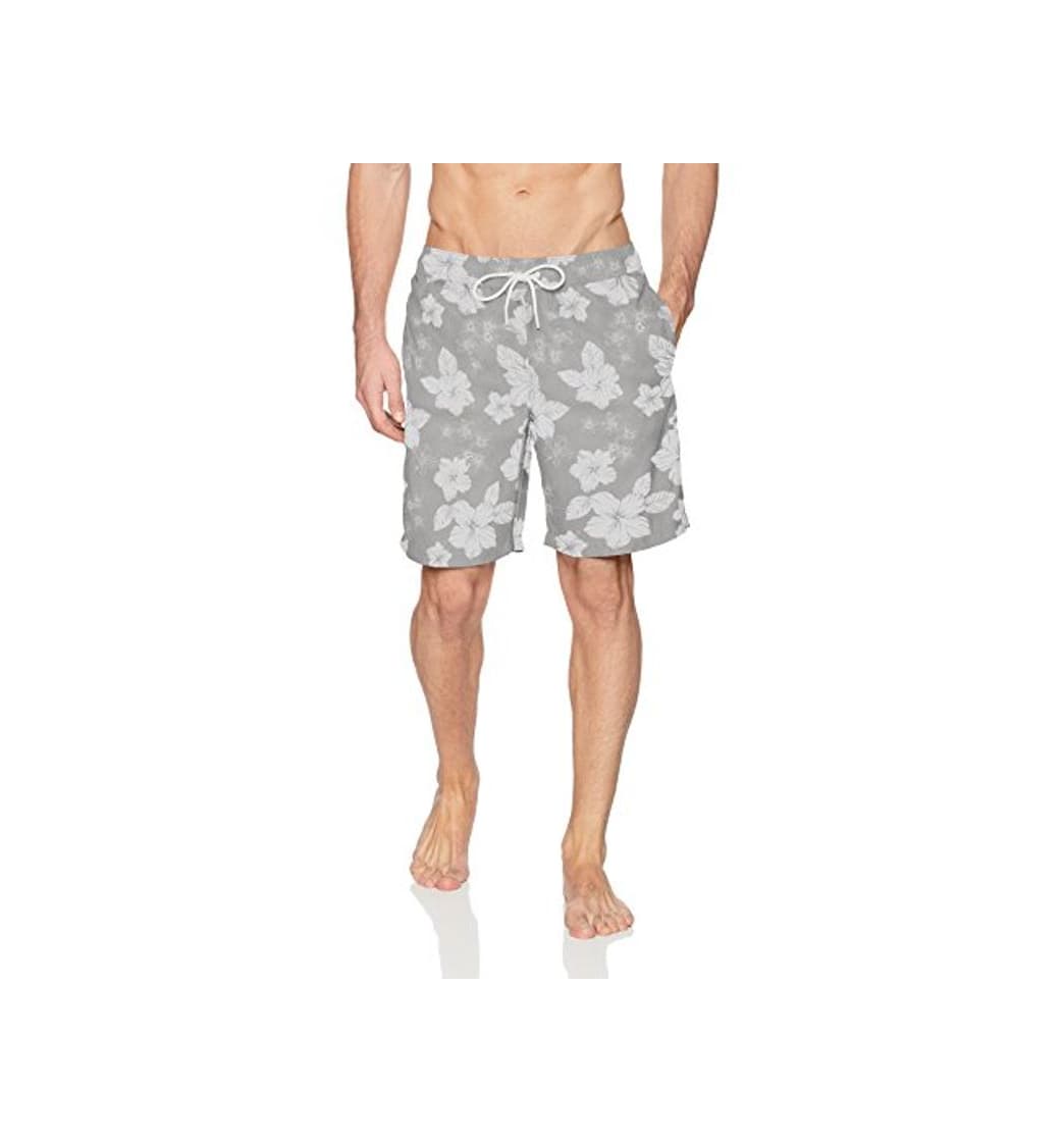 Moda Amazon Essentials Trunk Fashion-Swim-Trunks, Grey Hibiscus Print, US