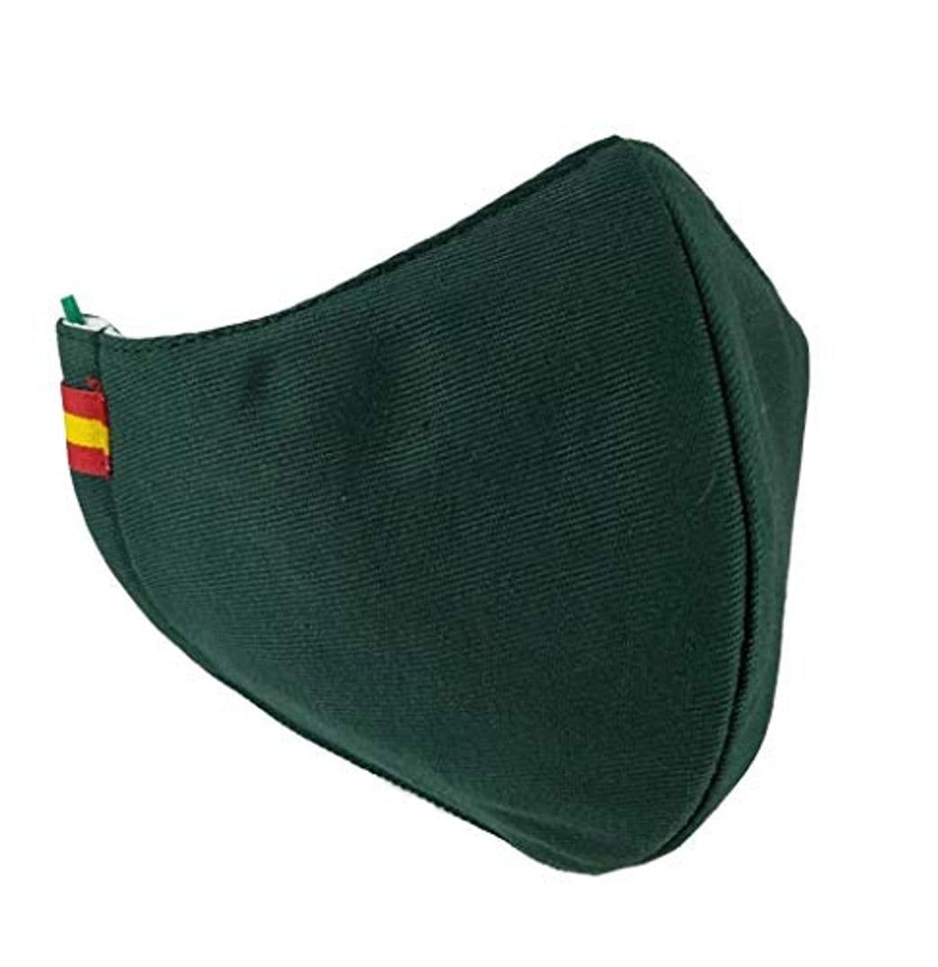 Moda Piel Cabrera Mascarilla Lavable Reutilizable Verde con Bandera