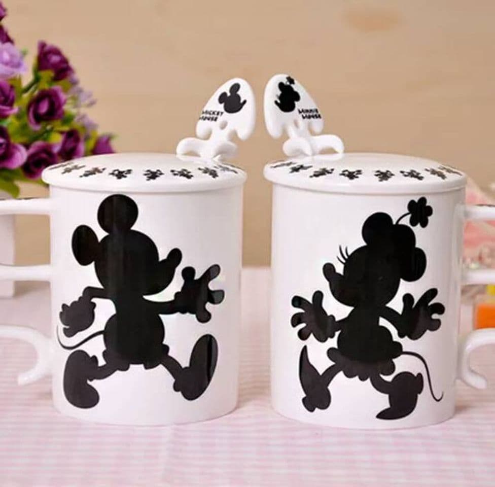 Moda Copo com colher Mickey e Minnie