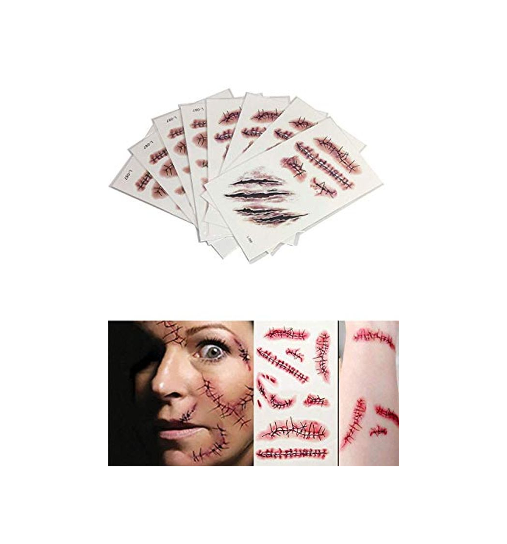 Producto siphly Halloween Temporal Zombie Scars Tatuajes Pegatinas para Mujeres Hombres Tatuaje Falso