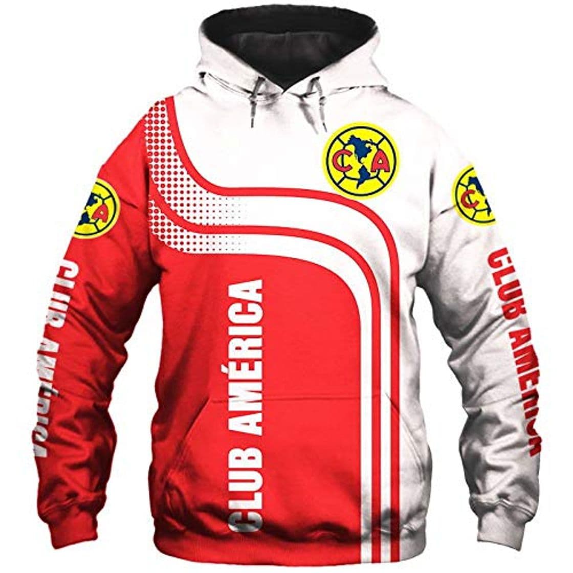 Moda xiaoxian Hombres Hoodies por Club-America 3D Impresión Fútbol Americano Club-Fan Chaqueta Suéteres