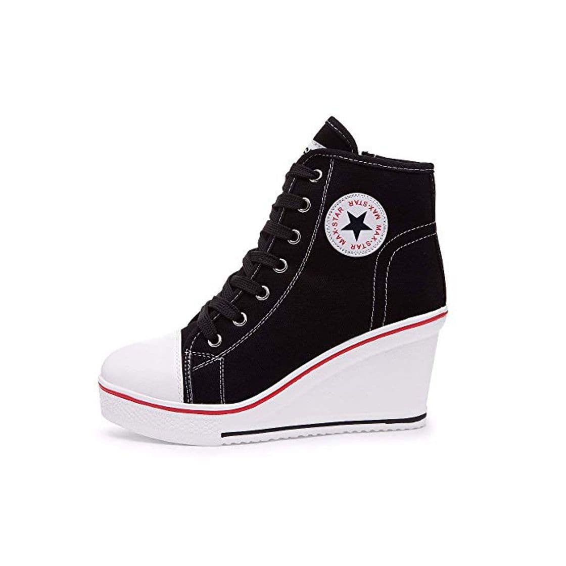 Fashion Mujer Cuñas Zapatos 35-43 EU De Lona High-Top Zapatos Casuales Talla Grande