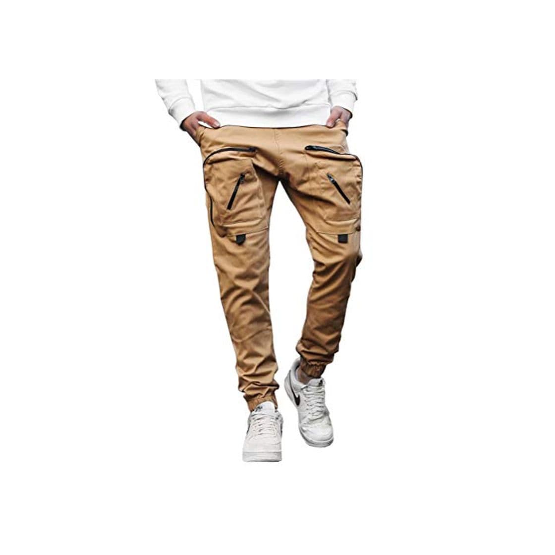 Fashion JIANYE Pantalón Cargo Hombre Pantalones Jogge Casual Pantalones Largos Multi Bolsillo Pantalón Deportivos Caqui M