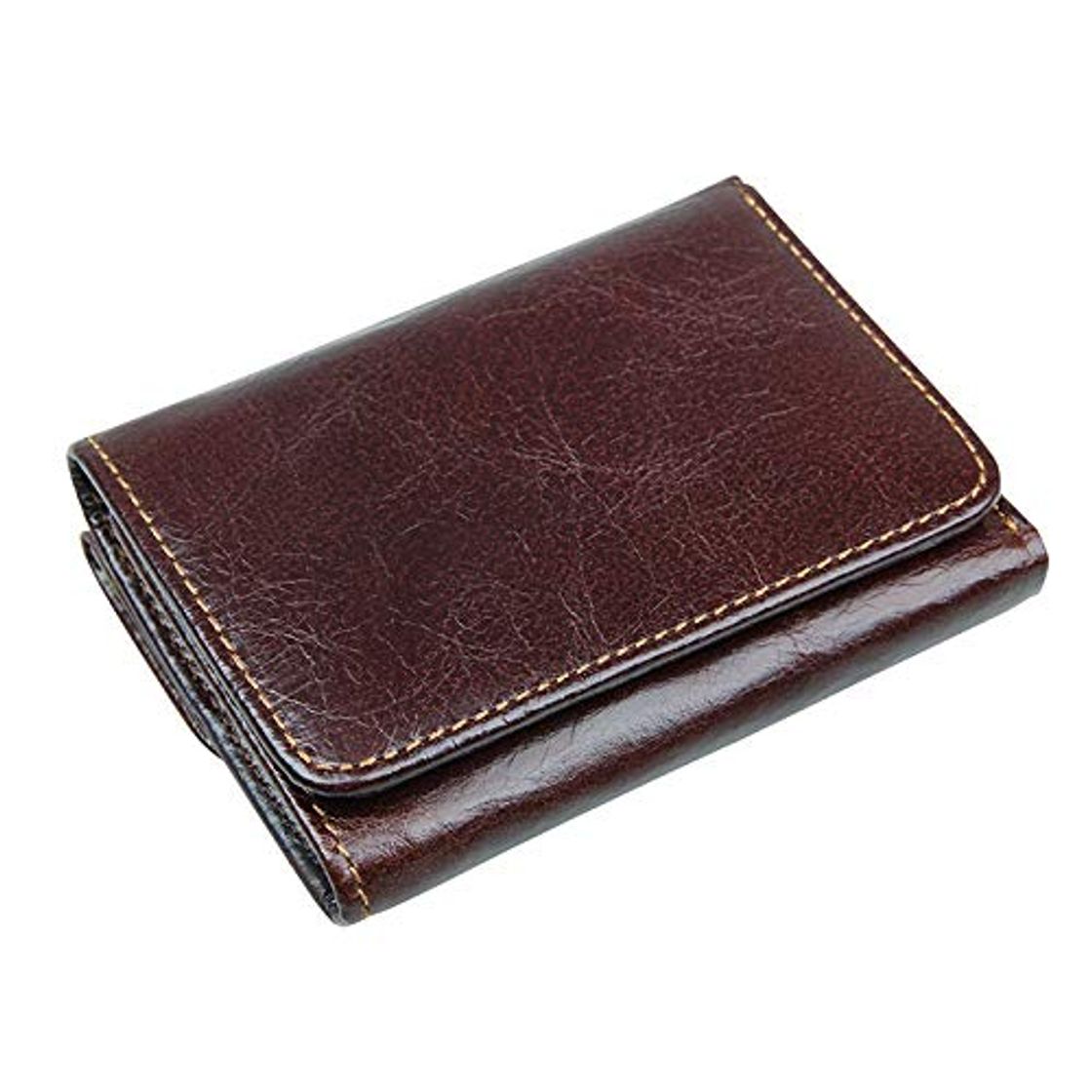 Producto WENQU Cartera de Hombre con Cierre de Hebilla de Piel con Cierre de Seguridad RFID para Hombre marrón café