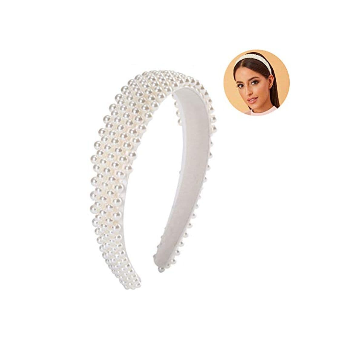 Producto Makasy Diadema Delgada de Perlas Adorno de Diadema Diademas de Perlas Diadema de Boda Elegante Perlas de imitación Diadema Blanca para Damas Diadema Mujer Cabello Joyas