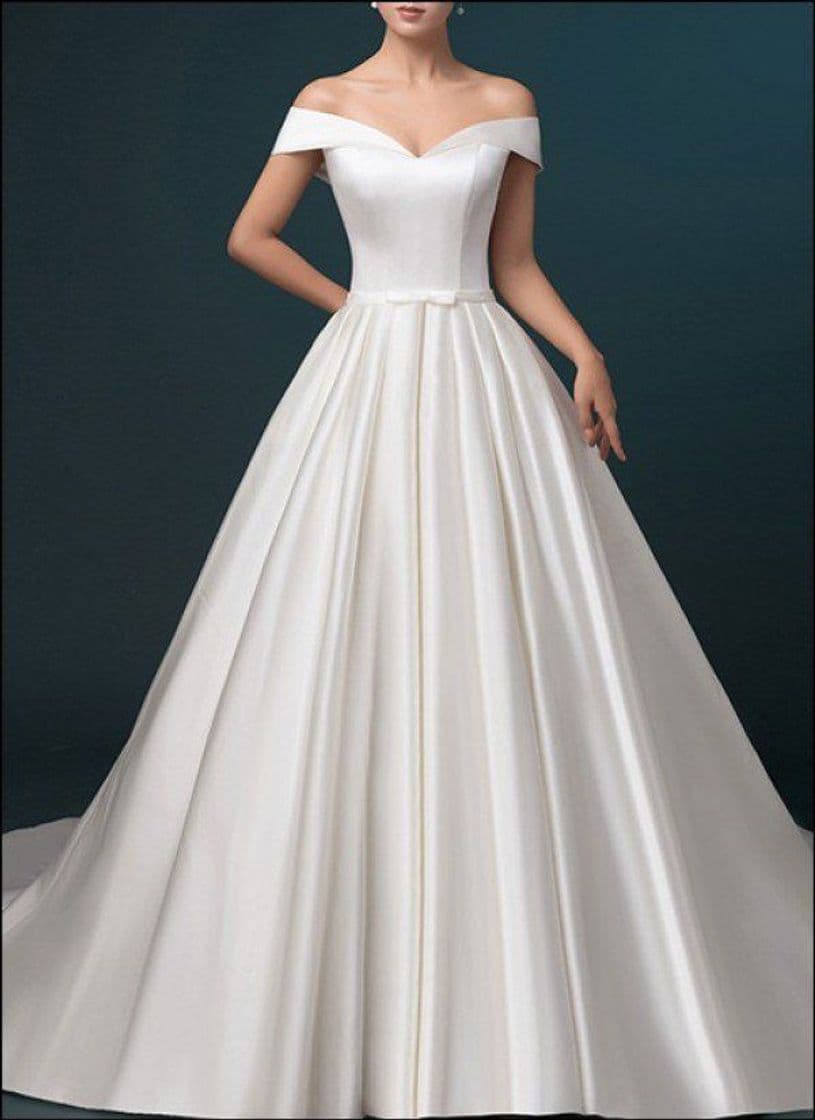 Moda Satin wedding dress a-line with pockets sugartrends