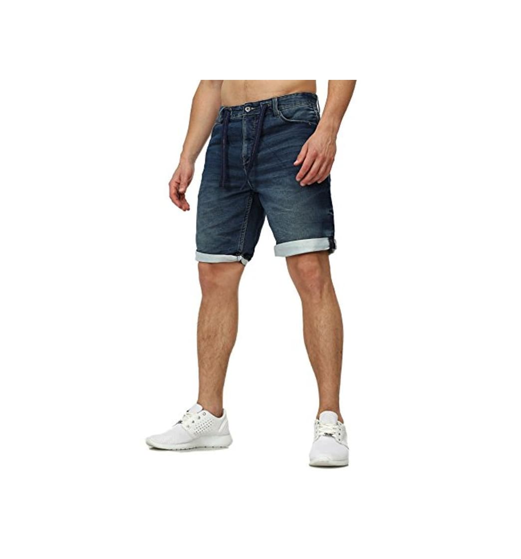 Fashion Sudadera Jeans Denim Jogger Shorts Verano Pantalón Corto Sublevel 98-86 azul oscuro