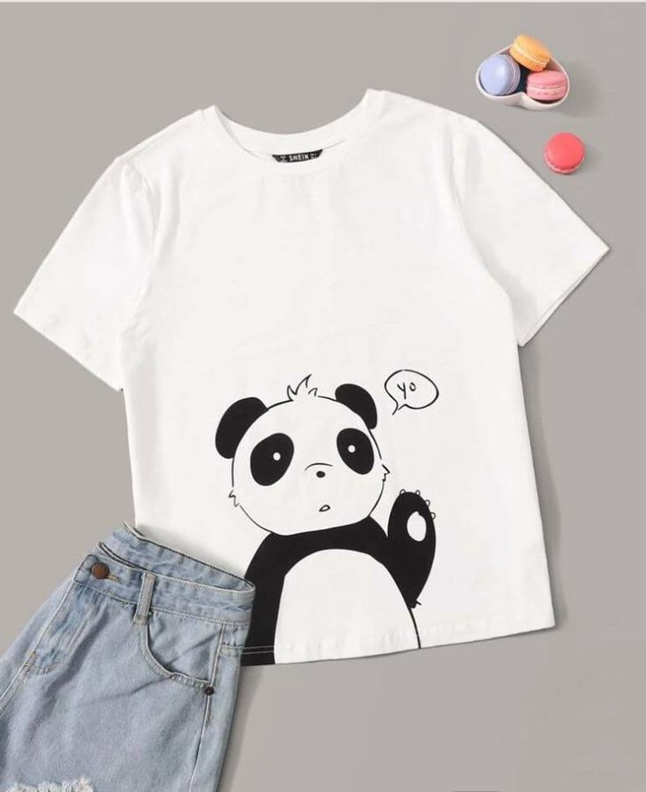 Fashion Camiseta de manga corta con estampado de dibujos 