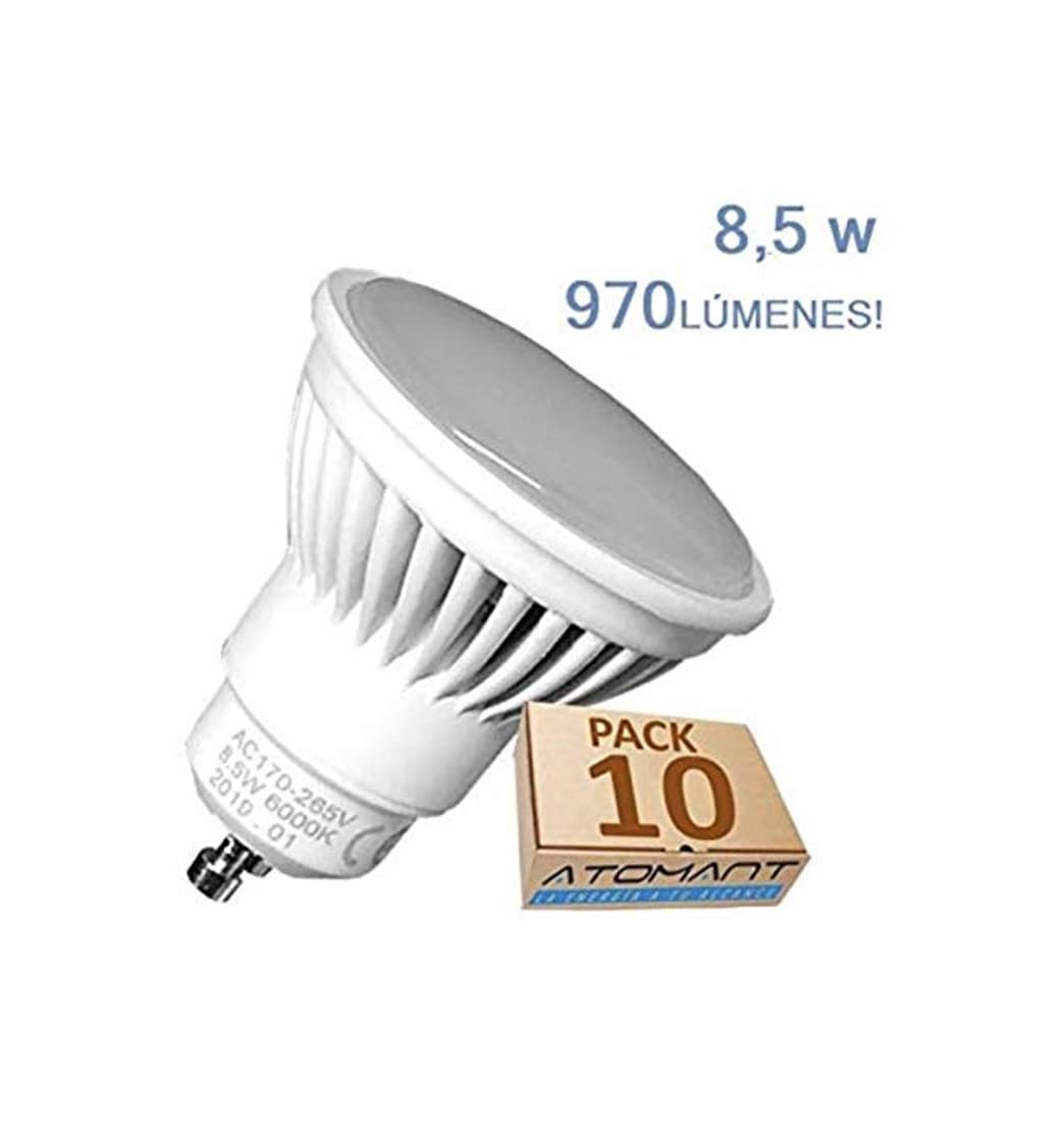 Product Pack 10x GU10 LED 8,5w Potentisima. Color Blanco Neutro (4500K) 970 Lumenes.