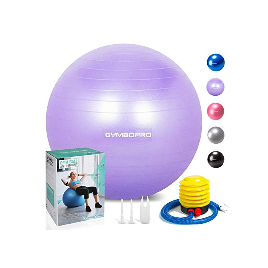 Product GYMBOPRO Fitness Pelota de Ejercicio - Bola Suiza con Bomba de Inflado,Bola